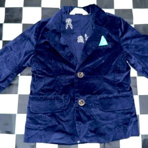 Cat & Jack Boys ADORABLE Navy Blue Velvet Blazer 2T